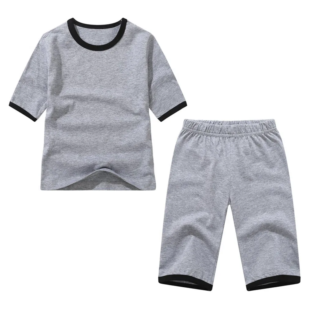 Baby Kids Teens Children Solid Pajamas Homewear Soft Outfits spring Autumn Baby Girls Clothes Pajamas Sets #C