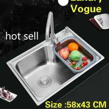Роскошная кухонная одинарная мойка для мытья овощей, высококачественная нержавеющая сталь 304 58x43/68x44/75x45 см