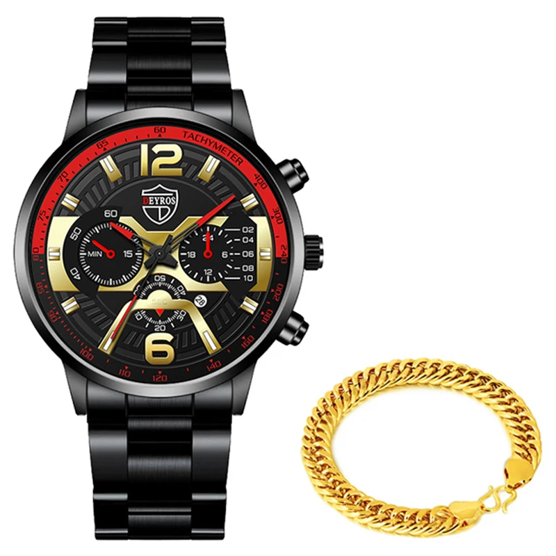 2022 Mens Fashion Watches Luxury Men Stainless Steel Quartz Wrist Watch Male Business Casual Gold Bracelets relogio masculino 