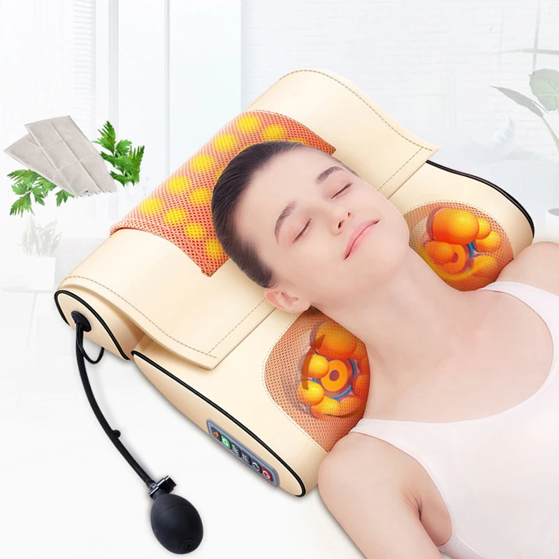  Massage Pillow Kneading Gua Sha Electric Hot Compress Smart Multifunction Massager For Neck Back Bo - 4000354285113