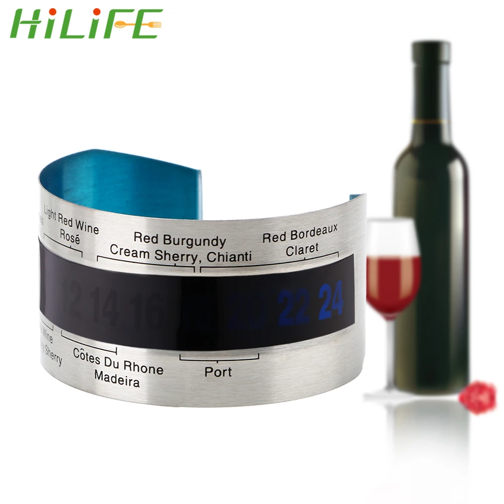 

Bottle Wine Thermometer Stainless Steel LCD Display Serving Party Checker Bracelet Thermometer Red Wine Temperature Sensor