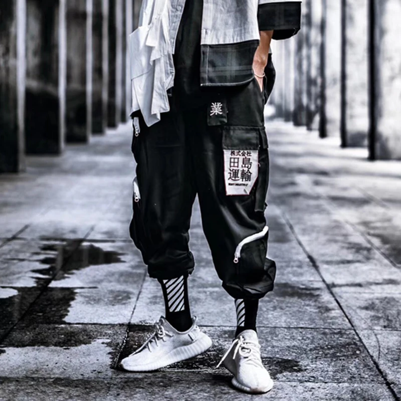 Pantalones de estilo Hip Hop para hombre, ropa informal holgada de talla grande, diseño de rayas para 2019 - AliExpress