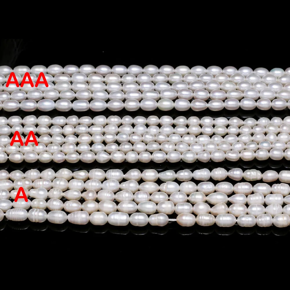 

Natural Freshwater Pearl Beads High Quality Rice Shape Loose Beads For Jewelry Making DIY Bracelet Neckalce Accessories 6-7MM