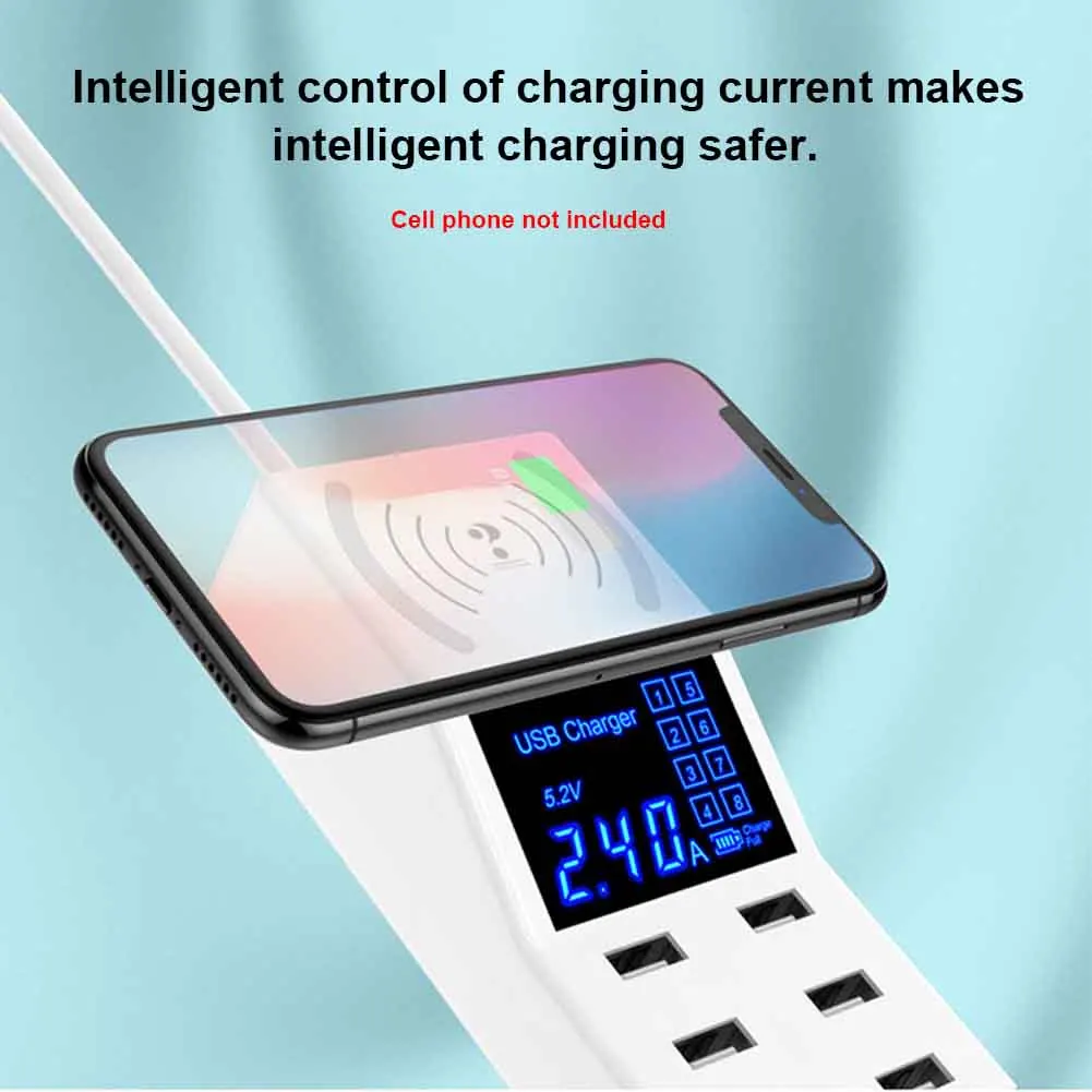 8 Ports Adapter Power Fast Charging Broadband Voltage 2.4A Wireless Mobile Phone Charger USB Digital Display Home High Current