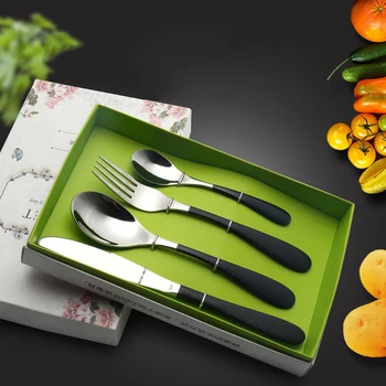 

4Pcs/Set direct sales new stainless steel gold-plated tableware food knife and fork spoon cutlery set high-end cutlery set