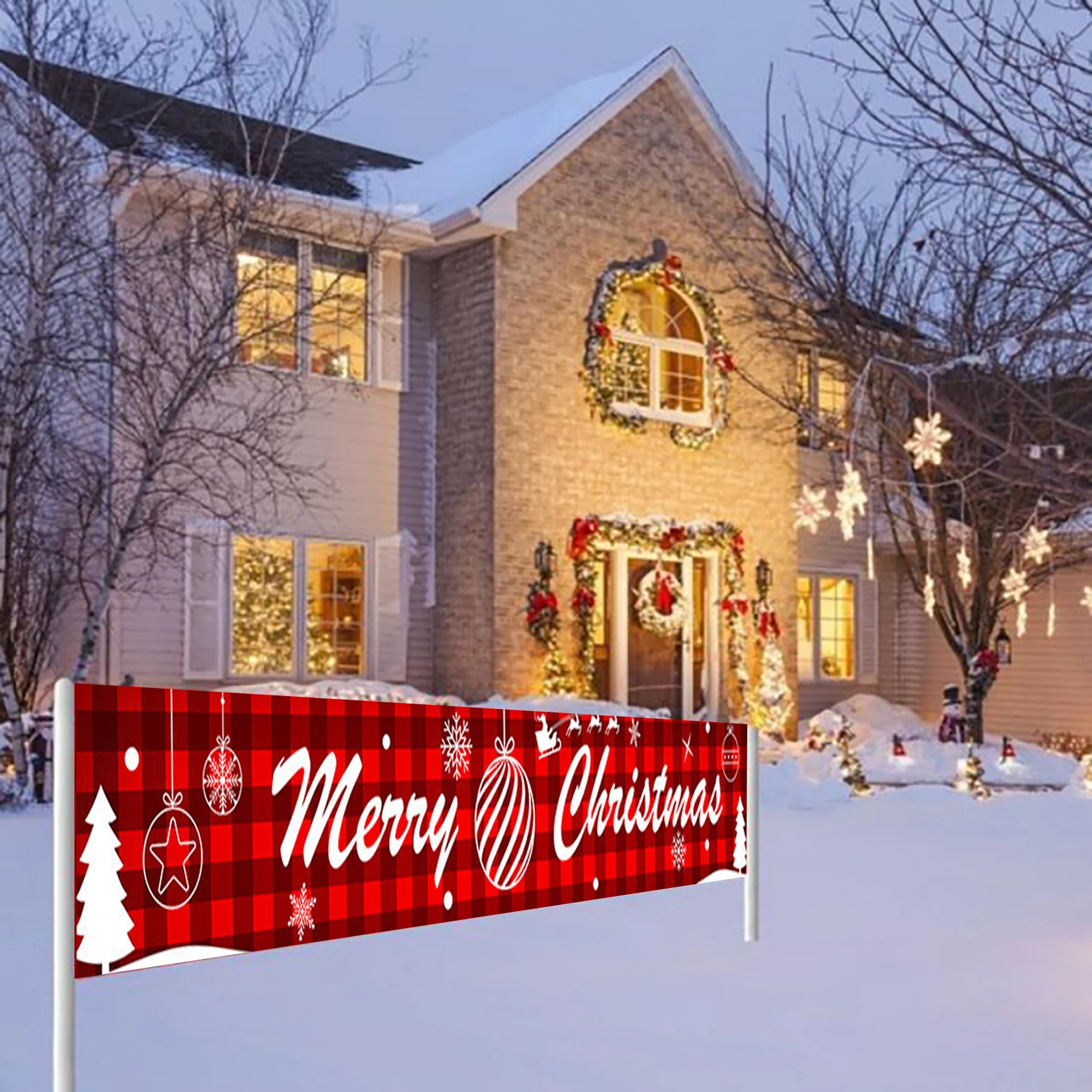 9FT Large Merry Christmas Banner Sign Santa Xmas Outdoor Indoor Decoration Home 