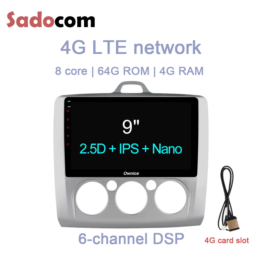 Clearance DSP 9" 64GB 4GB RAM Car DVD player GPS map WIFI 4G LTE Bluetooth Radio OBD DVR TPMS TV Android 8.1 For Ford Focus 2007 - 2015 1