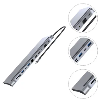 

1 Pc Docking Station VGA PD RJ45 Portable Practical Twelve-in-one Type-c Docking Station Dock Extension for Home Office Gift