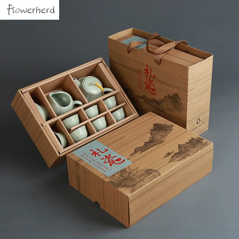 

Керамический Глиняный Чайник, чайная чашка, чайный инфузор, Gaiwan, керамический чайник и набор чашек, китайский чайный набор, чайная чашка, набор из 6