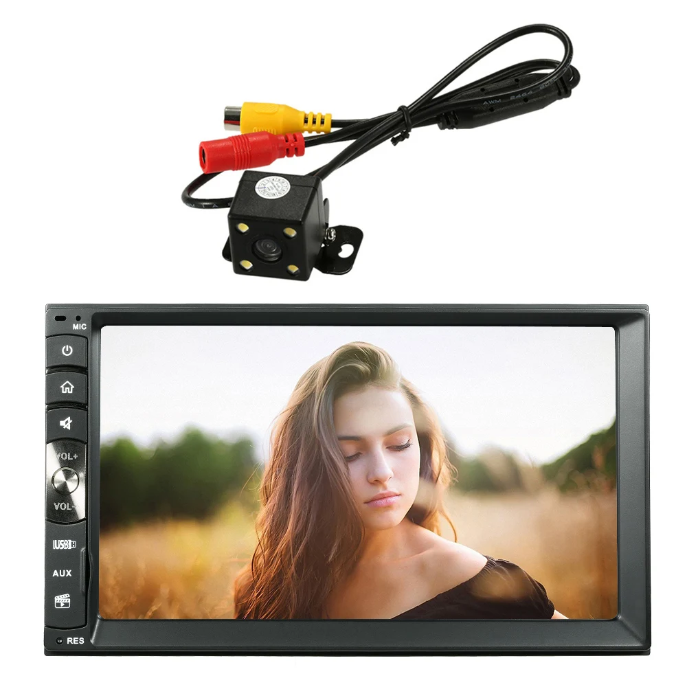 

7" 2 Din Car Stereo Radio MP5 Player Car Multimedia Entertainment HD BT USB/TF FM Aux Input N Remote Controller Rearview Camera