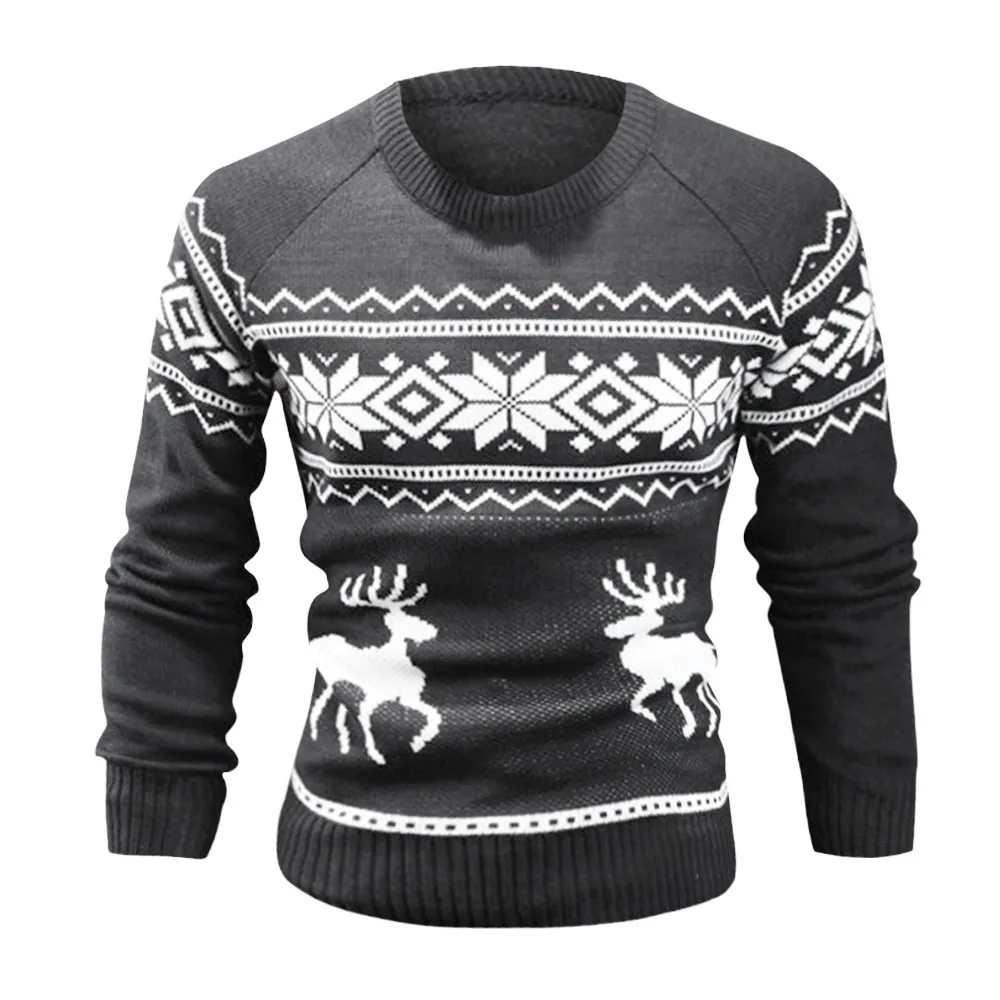 JAYCOSIN мужской свитер зимний мужской тонкий свитер футболка с цветочным принтом теплая блузка пуловеры мужской верх-акрил с длинным рукавом Повседневная О-образным вырезом