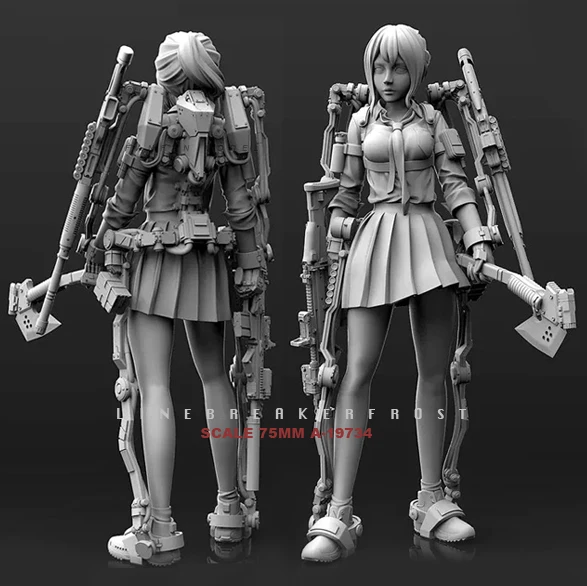 1/24 Resin Kits Mech derailed beauty shooterNewOne self-assembled(75mm) A-19734