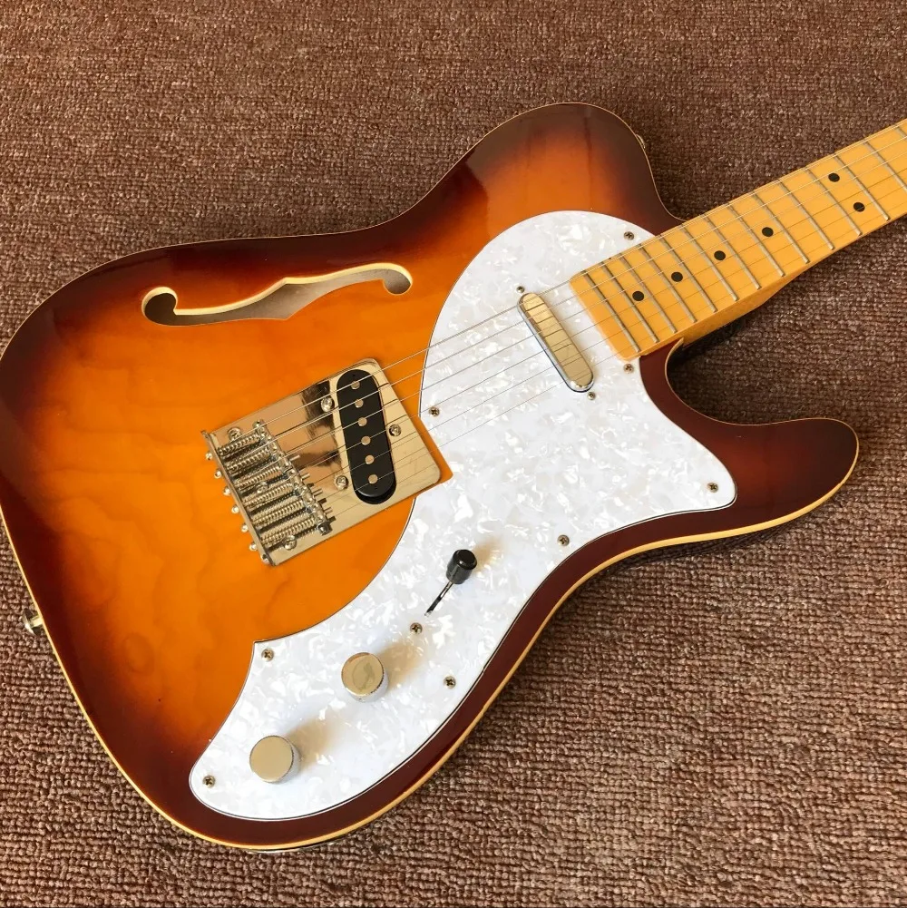 custom shop,classical TELE F hollow body Maple fingerboard Electric Guitar,telecasterr Sunburst guitarra289 (1)