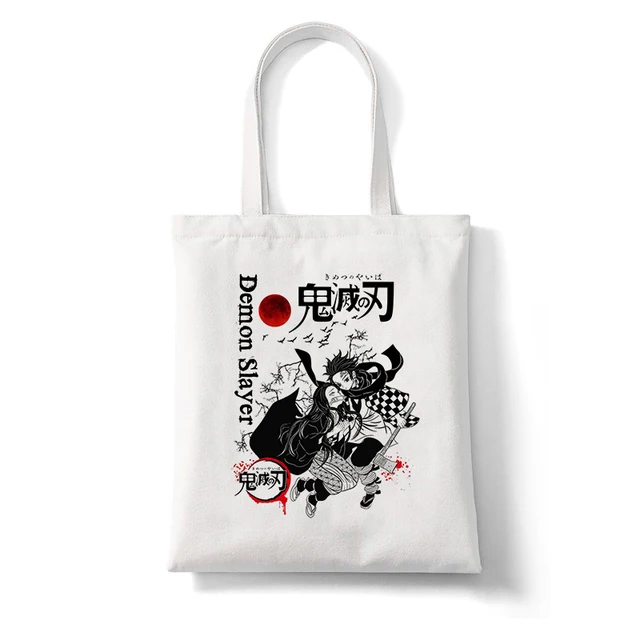 Shopping Bags Shopper Bag Demon Slayer Anime Rengoku Kyoujurou Kimetsu No Yaiba Harajuku Canvas Tote Bag Handbags Shoulder Bags B137E