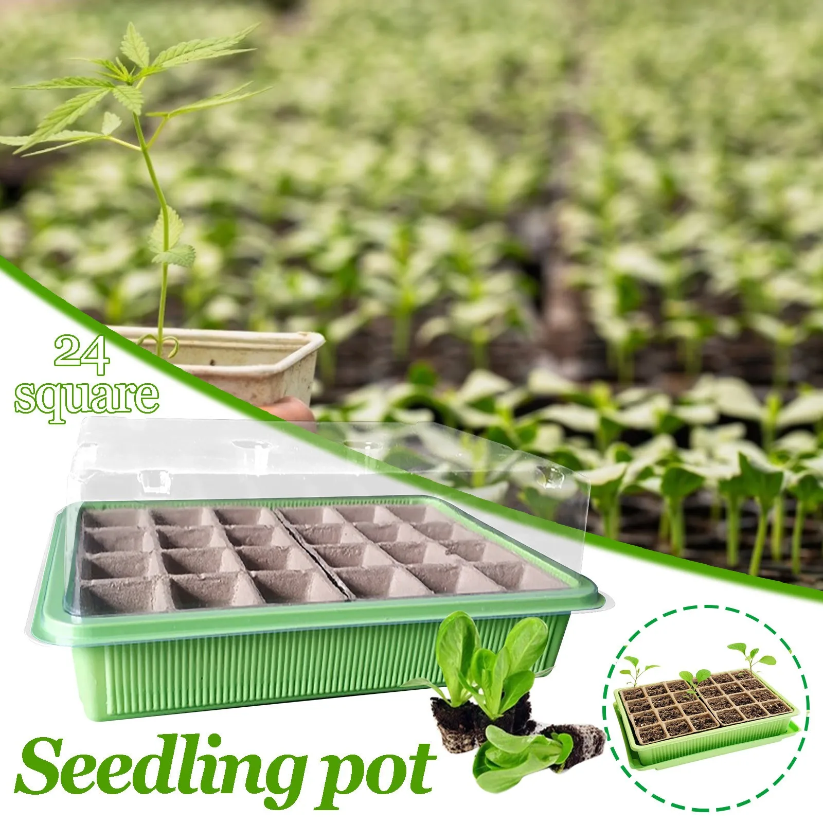 24 Cells Garden Nursery Pot Breathable Mini Gardening Lids Plastic Germination Box Durable Plant Seeds Семена Растений | Дом и