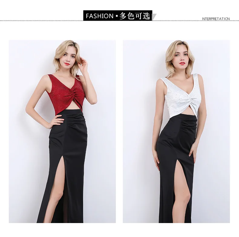 Новинка 2019, глубокий v-образный вырез, Cheongsam, красные, черные, тонкие вечерние платья Qi Pao, женское китайское вечернее китайское платье-Ципао