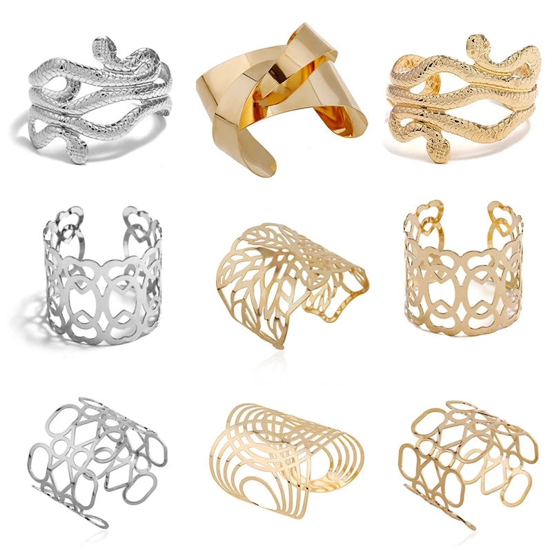 Bangle Bracelet Hollow Wide Cuff Bracelets & Bangles For Women Men Retro Alloy Open Big Male Female Fashion Jewelry