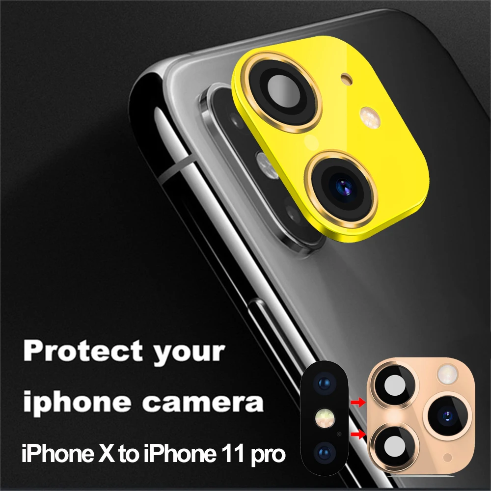 smartphone camera lens For iPhone XR X to iPhone 11 Pro Max Luxury Fake Camera Lens Sticker Seconds Change Cover Case Phone Upgrade Support Flash mobile micro lens