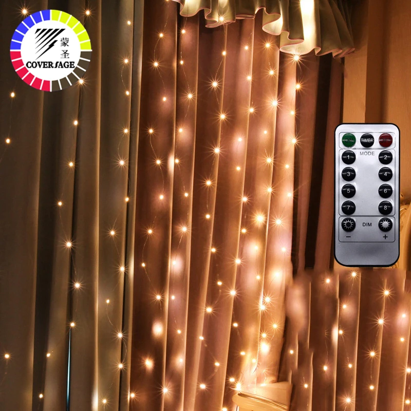 Günstige Coversage Weihnachten Kupfer LED String Fairy Vorhang Led String Girlande Licht 3x3M 3x1M Im Freien indoor Hause Dekorative Licht