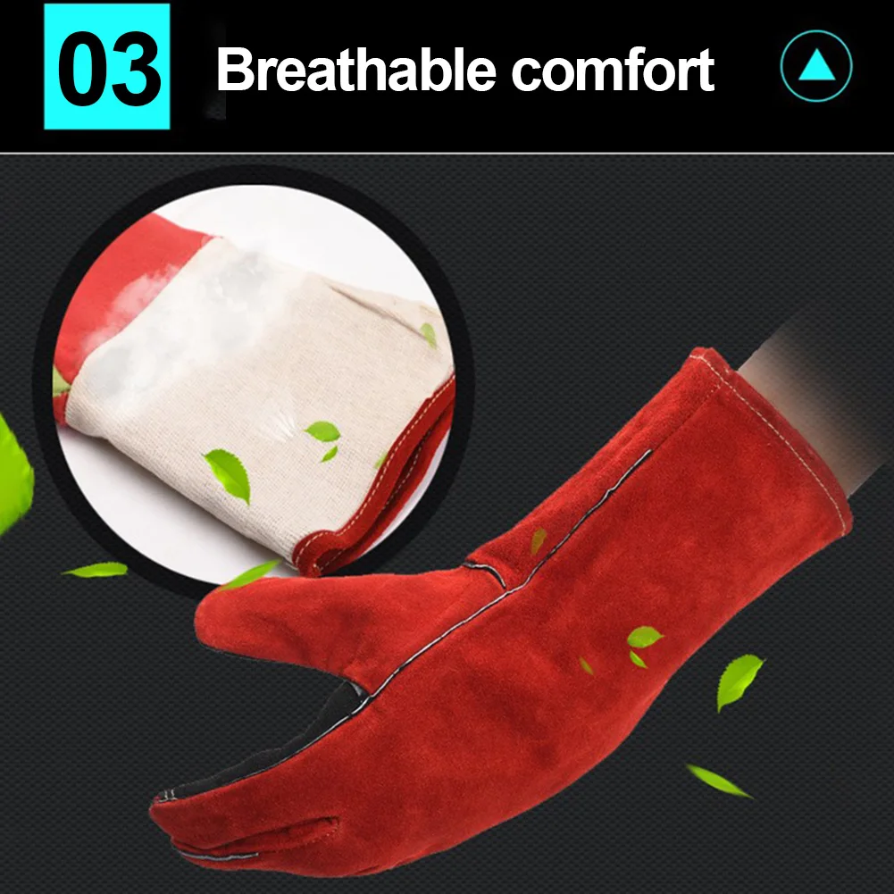 1 пара мягкая коровья спилок обрезка анти порезной работы искусственная кожа жаростойкие барбекю безопасность защита труда износостойкие сварочные перчатки