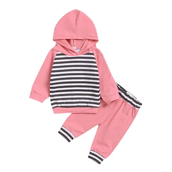 

Baby Set For Girl Soft Feel Spring Autumn Baby Girl Fashion Long Sleeve Striped Hoodies And Trousers Kids Two-piece Outfit Set