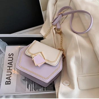 

PU Leather Contrast Color Crossbody Bags For Women 2020 Fashion Small Shoulder Bag Female Handbags And Purses Travel Bags