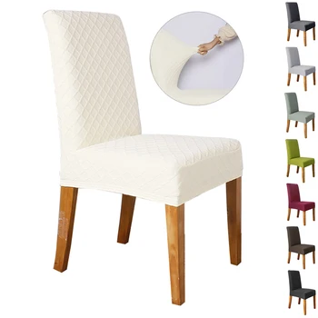 

1/2/4/6/8/10 Pcs Plaid Stretch Chair Cover Solid Elastic Home Party Dining Room Seat Protector Slipcover Banquet Chair Cover D40