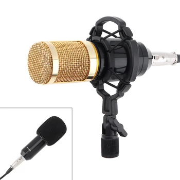 

Professional BM-800 Capacitor Studio Microphone Double-layer Elastic Mesh Gold Plated 3.5mm Wired for Stage/Conference