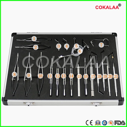 Stainless steel 21 шт титана или нержавеющей стали микрохирургии офтальмологическое оборудование хирургический инструмент с футляром - Цвет: Stainless steel