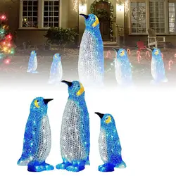 Lumières de pingouin pour noël et le nouvel an, éclairage d'extérieur, pour décoration de jardin, sur la pelouse 