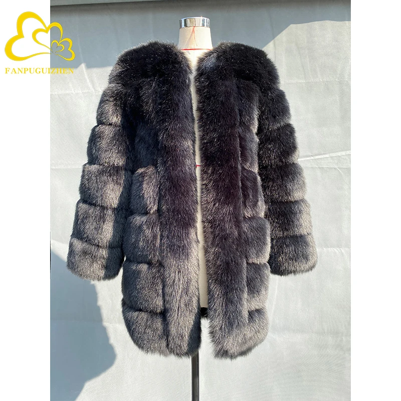 FANPUGUIZHEN зимние модные пальто средней длины из искусственного лисьего меха
