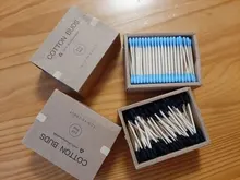 200 unids/caja de doble cabeza hisopo de algodón palos de bambú algodón desechable Capullos de algodón para belleza maquillaje nariz y orejas de limpieza