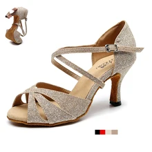 Woman Latin Dance Shoes Red Black  for Girls Glitter High Heel Salsa Bachata  Dancing Shoes Women Soft Sole Ballroom Dance-shoes