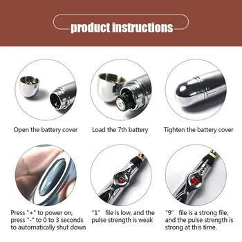 Lápiz de acupuntura para meridianos eléctricos, pluma de masaje de pulso energético, masajeador eléctrico de estimulación láser, herramienta para alivio del dolor por Terapia de salud 3