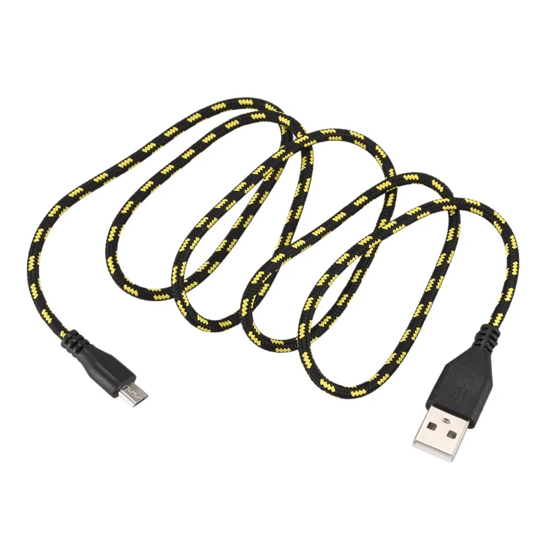 1 м Плетеный тканевый мини USB кабель для передачи данных и синхронизации зарядного устройства для сотового телефона черный