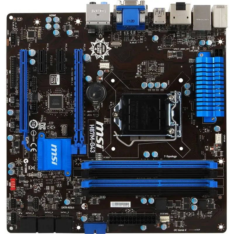 Для MSI H87M-G43 материнская плата для Intel H87 H87M LGA 1150 DDR3 SATA III USB3.0 PCI-E X16 3 0 б/у рабочего