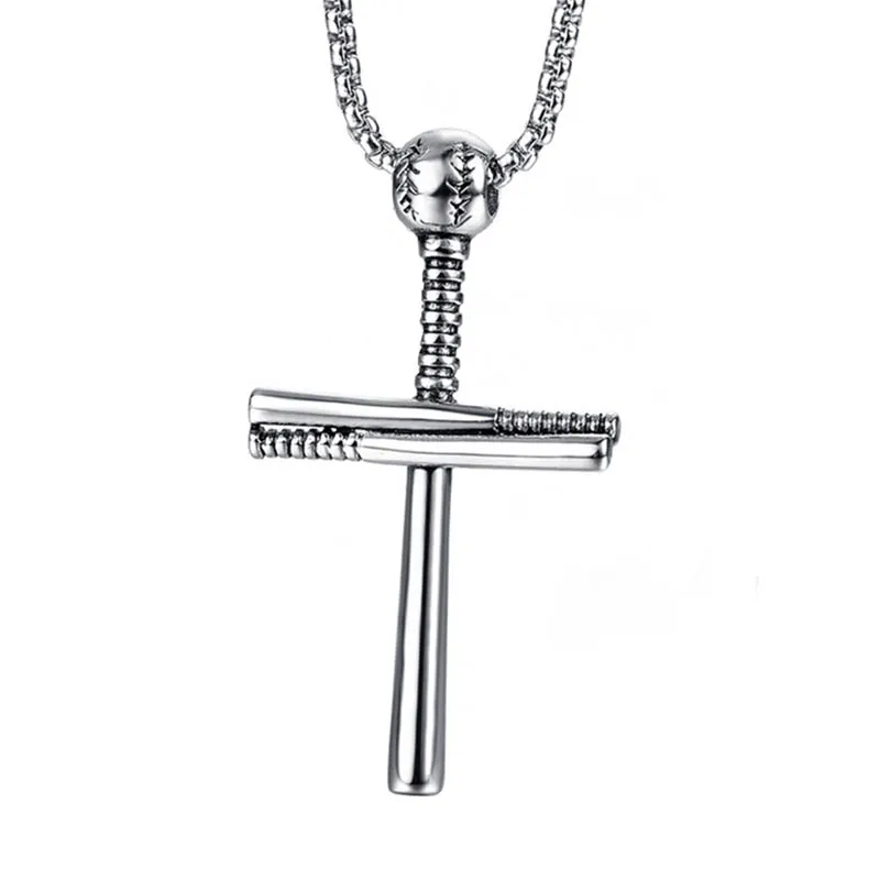 New Personality Baseball Cross Pendant Necklace For Men Boy Sports Punk