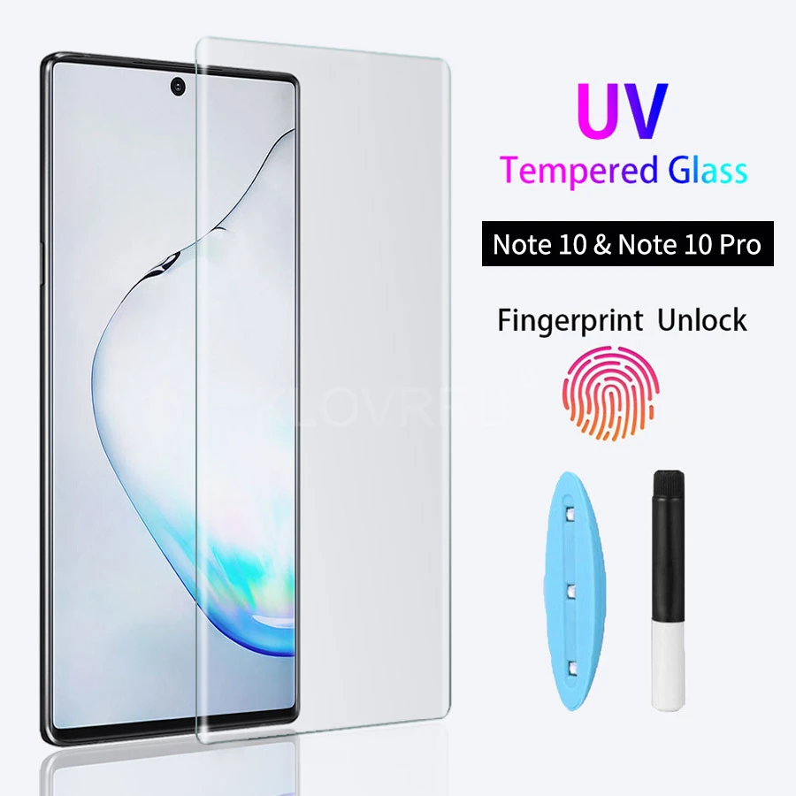 

For Samsung Note 10 Plus pro UV Liquid 3D Curved Full Glue Tempered Glass for Samsung Galaxy Note10 Full Cover Screen Protector