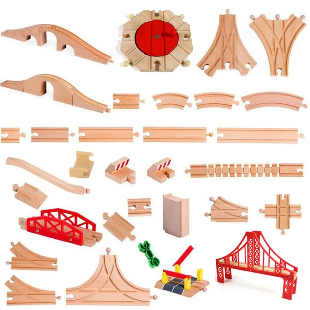 Wooden Track Railway Toys Beech Wooden Train Track Parts Accessories Fit Biro All Brands Wood Track Educational Toys for Kids 1