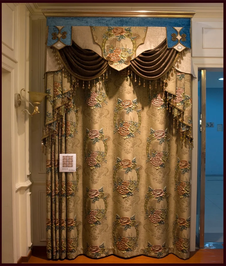 Chenille Luxury 4D jacquard villa curtain For Living Room Window Curtain Bedroom Embroidered Tulle Curtain Luxury Home Decor