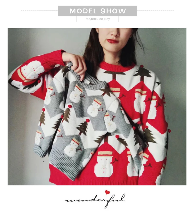 Family Matching Sweater Knitting Snowman Sweaters Christmas Tree Pullover Mom Daughter Son Warm Clothes Two Colors Outwear 2019_04.jpg_.webp
