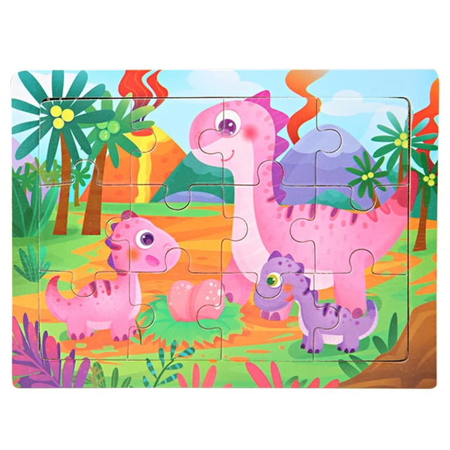 15*11cm 12pcs Wood Puzzle Kids Educational Toys Cartoon Animal/Traffic 3dD Wooden Puzzle Jigsaw Toys For Children Gifts 4