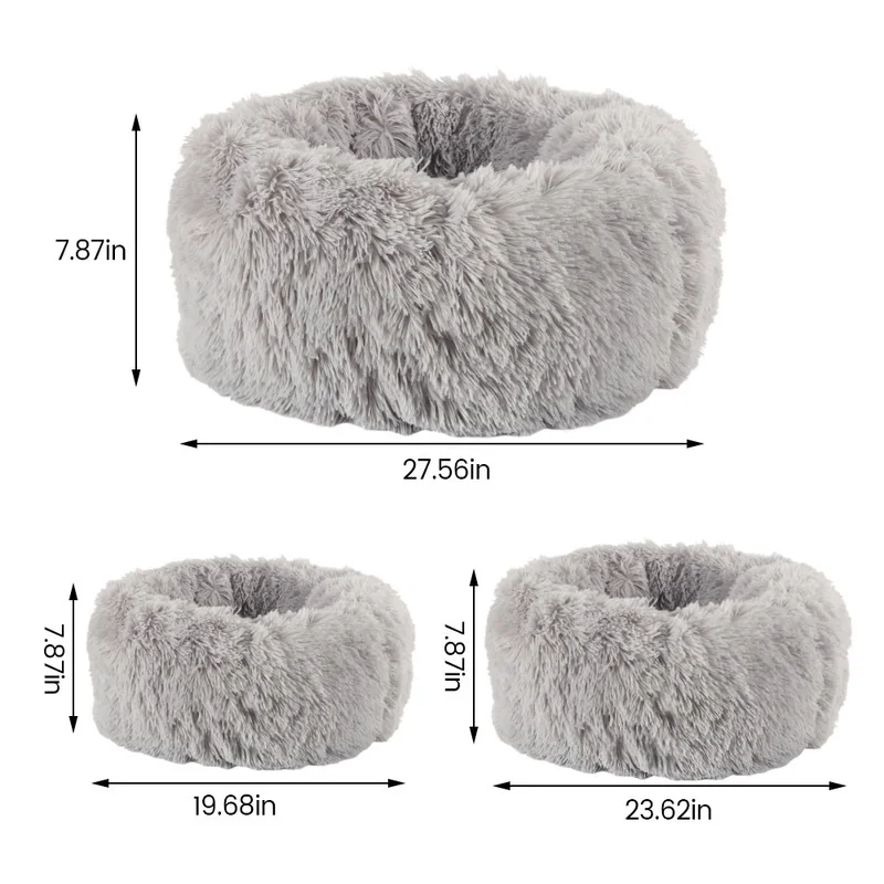 Winter Warm Pet Sleeping Beds Dog Cat Round Long Plush Thick Bed Super Soft Puppy Dogs Cats Cushion Pad Portable Pets Supplies