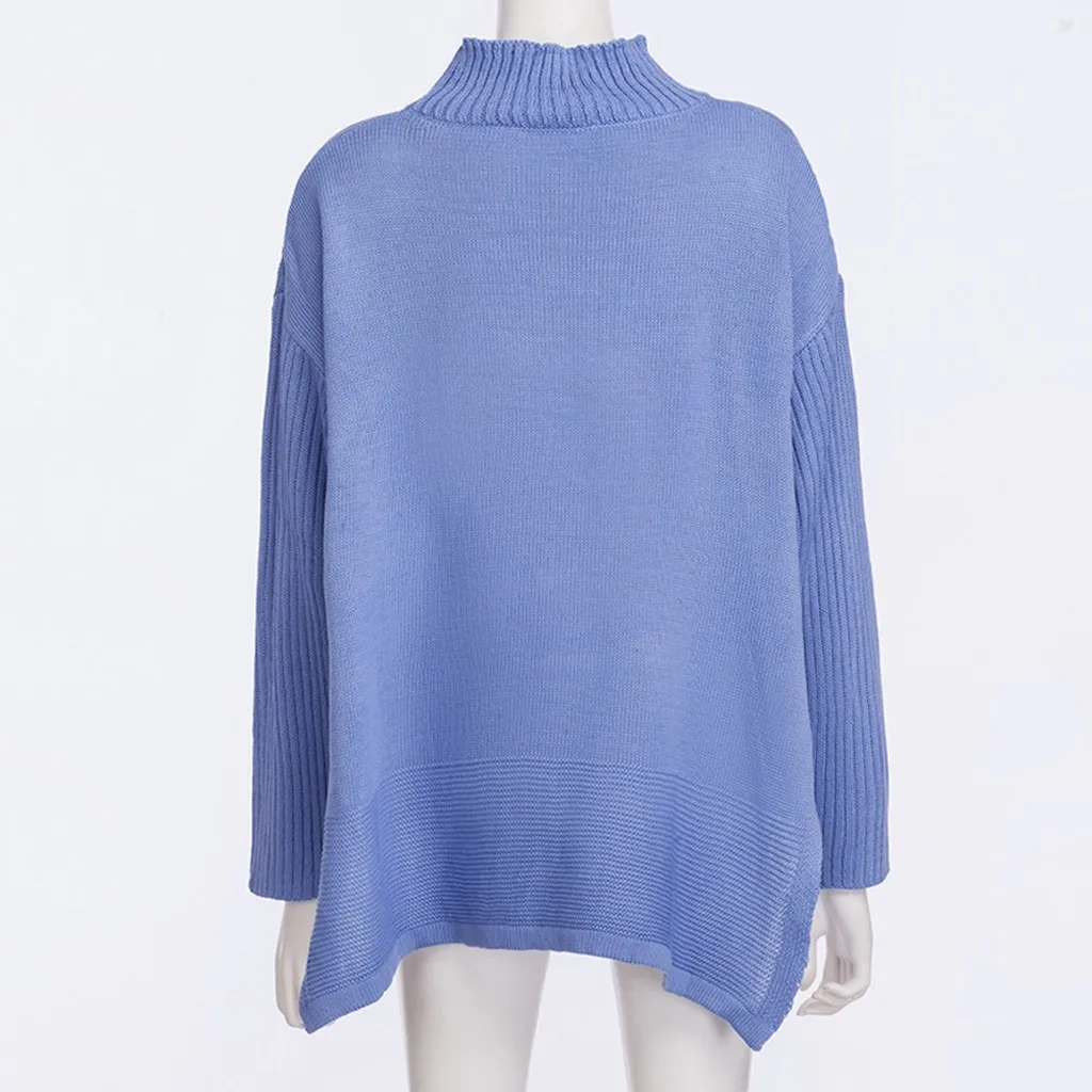 Jaycosin модная осенне-зимняя женская повседневная однотонная трикотажная верхняя одежда свитер с длинным рукавом удобный пуловер для отдыха блузка Top19#4