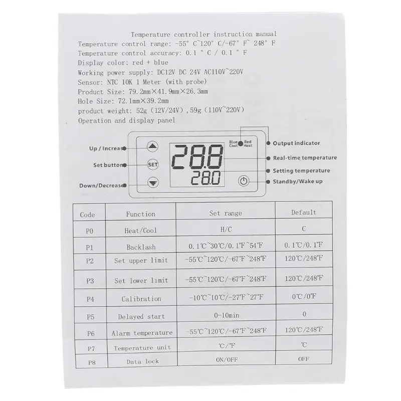 AC110V-220V DC12V термостат Отопление охлаждения регулятор температуры с зуммером