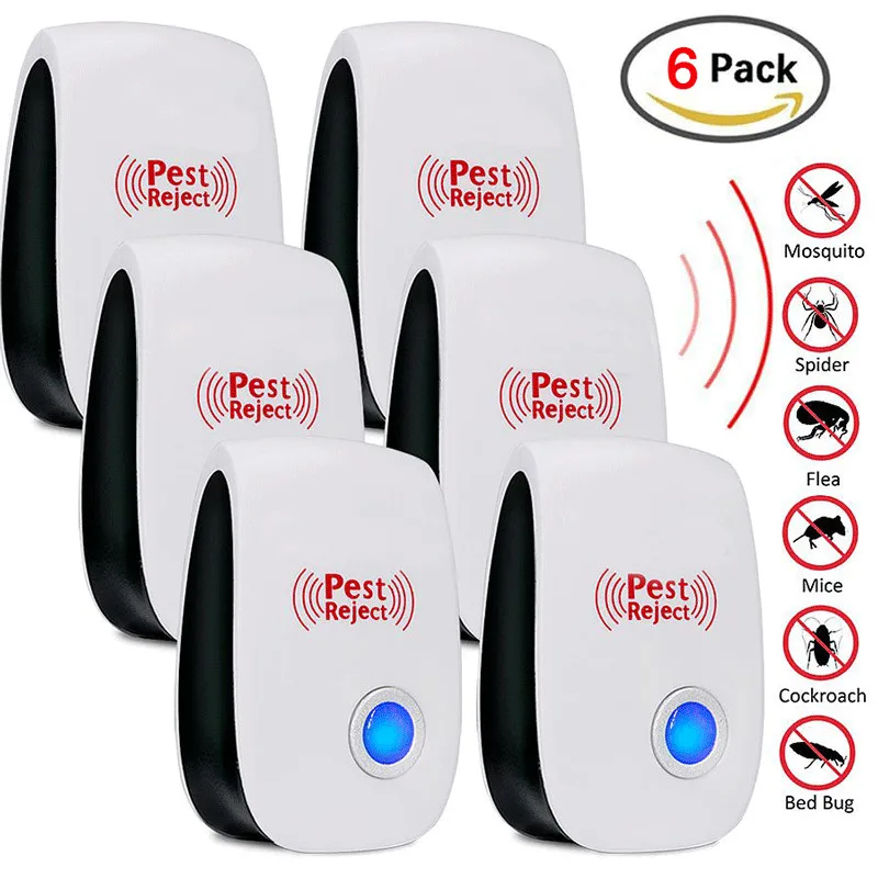 

6pcs Ultrasonic Pest Repeller Electronic Anti Mosquito Mouse Rat Multi-function Rodent Cockroach Insect Mini Repellent US EU UK