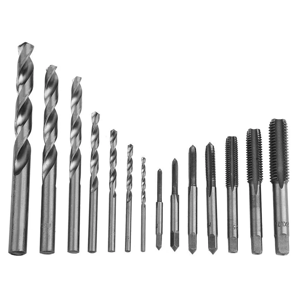 15pcs Wear Resistant Metric Drill Thread Cutting Alloy Steel Multifunction Combination Maintenance Hand Tool Tap Die Set