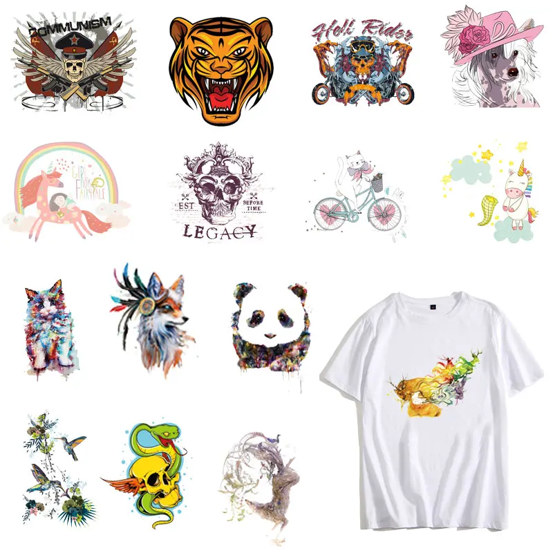 

Cool Tiger Iron-on Heat Transfer Patches For Clothes DIY T-shirt Jacket Applique Vinyl Letter Animal Sticker Thermal Press E