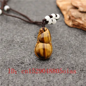 

Natural Chinese Jade Stone Gourd Pendant Tiger Eye Necklace Fashion Accessories Charm Jewelry Carved Amulet Gifts for Women Men
