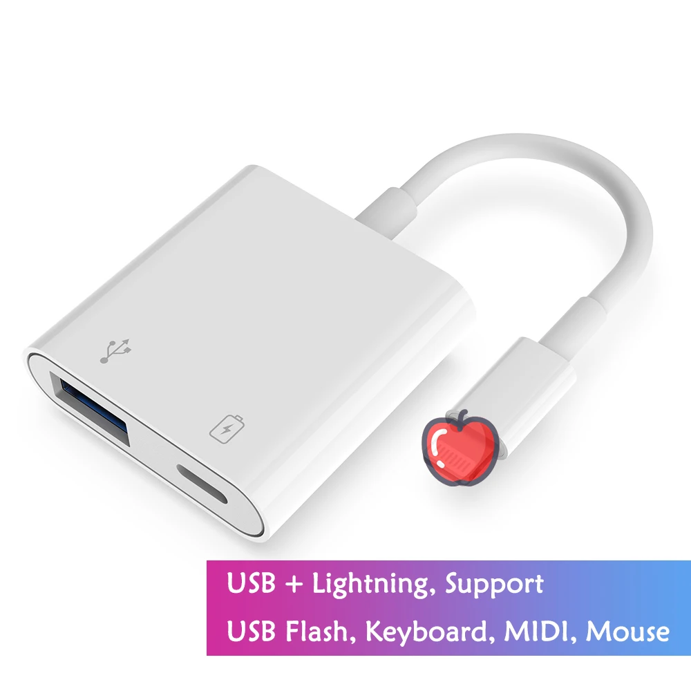 

OTG Adapter for Lightning to USB 3 Camera Keyboard OTG Cable Data Converter for iPhone iPad for Apple iOS 13 OTG Adapter